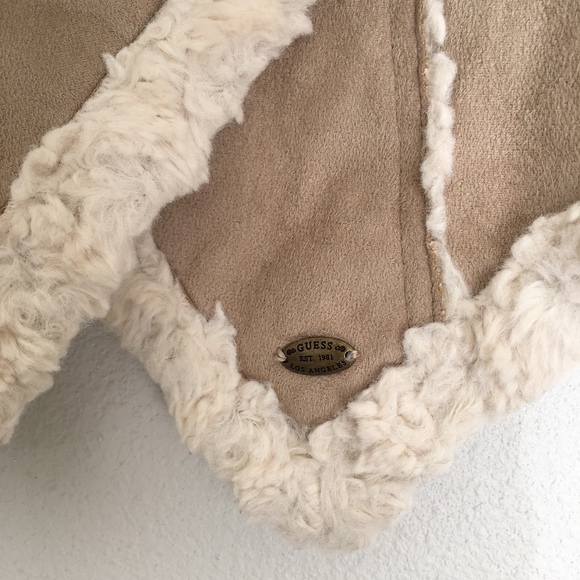 Guess Los Angeles Faux Fur Suede Winter Vest - Picture 2 of 8
